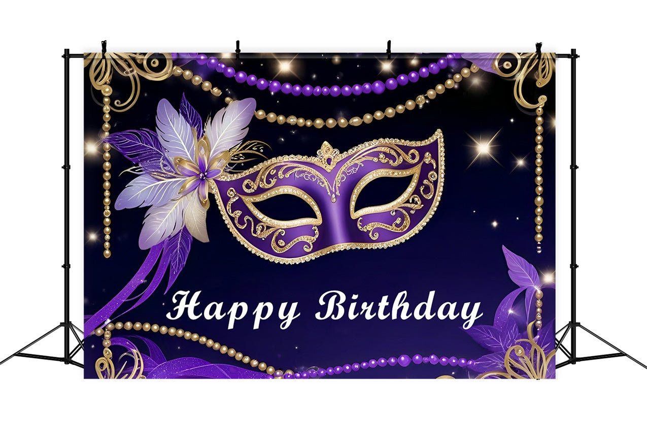 Birthday Backdrop Custom Purple Mask Celebration Backdrop RR12-97