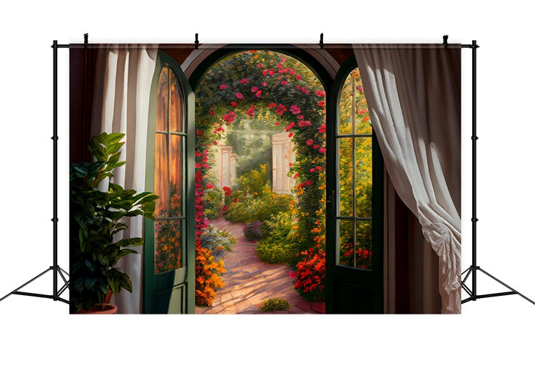 Spring Oil Painting Exquisite Elegant Home Rose Garden Backdrop RR3-12