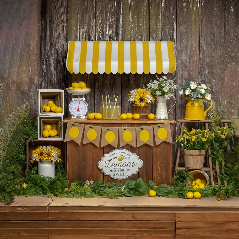 Summer Board Lemon Sale Booth Theme Backdrop RR3-24