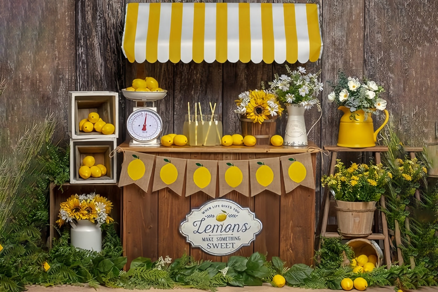 Summer Board Lemon Sale Booth Theme Backdrop RR3-24