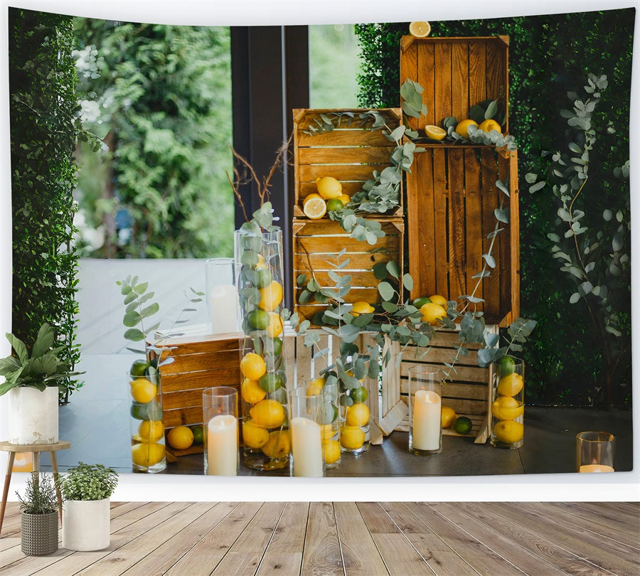 Summer Lemon Greenery Fresh Backdrop RR3-31