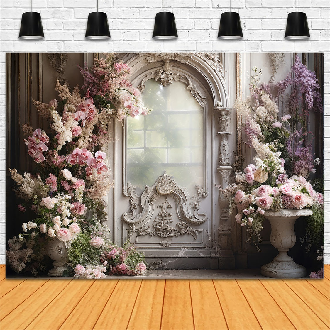 DBackdrop Pink Butterfly Orchid Eustoma Vintage Door Backdrop RR3-34