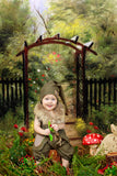 DBackdrop Spring Mystic Grove Wooden Door Trail Flower Backdrop RR3-40