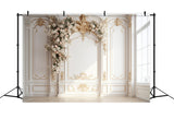 DBackdrop White Vintage Wall Rose Metal Arch Backdrop RR4-23