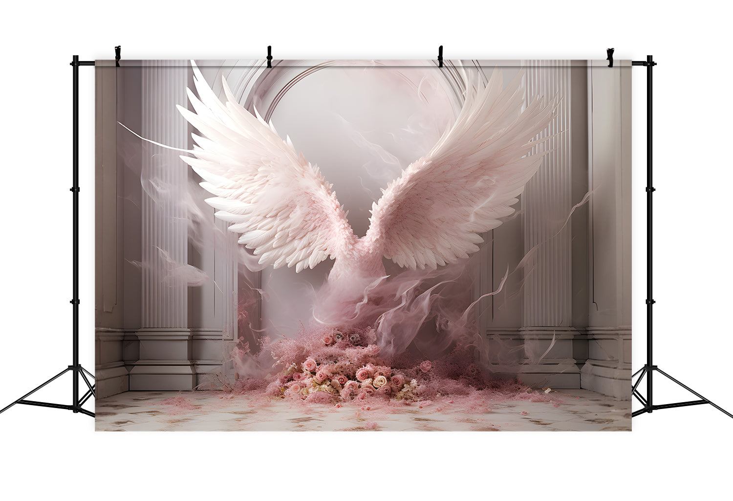 DBackdrop Classic Vintage Wall Pink Angel Wings Backdrop RR4-27