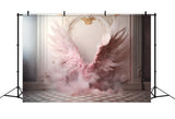 DBackdrop Vintage Wall Plaid Floor Pink Wings Backdrop RR4-29