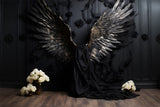 DBackdrop Black Vintage Wall Black Winged Rose Backdrop RR4-31