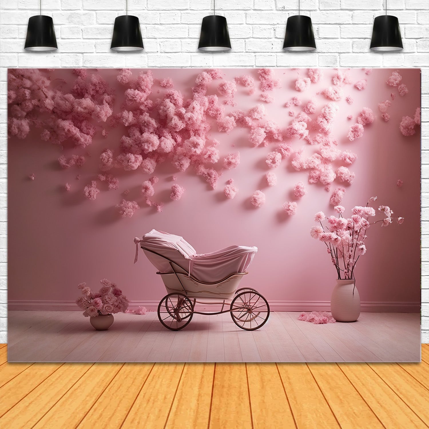 DBackdrop Pink Wall Rose Embellished Trolley Backdrop RR4-34