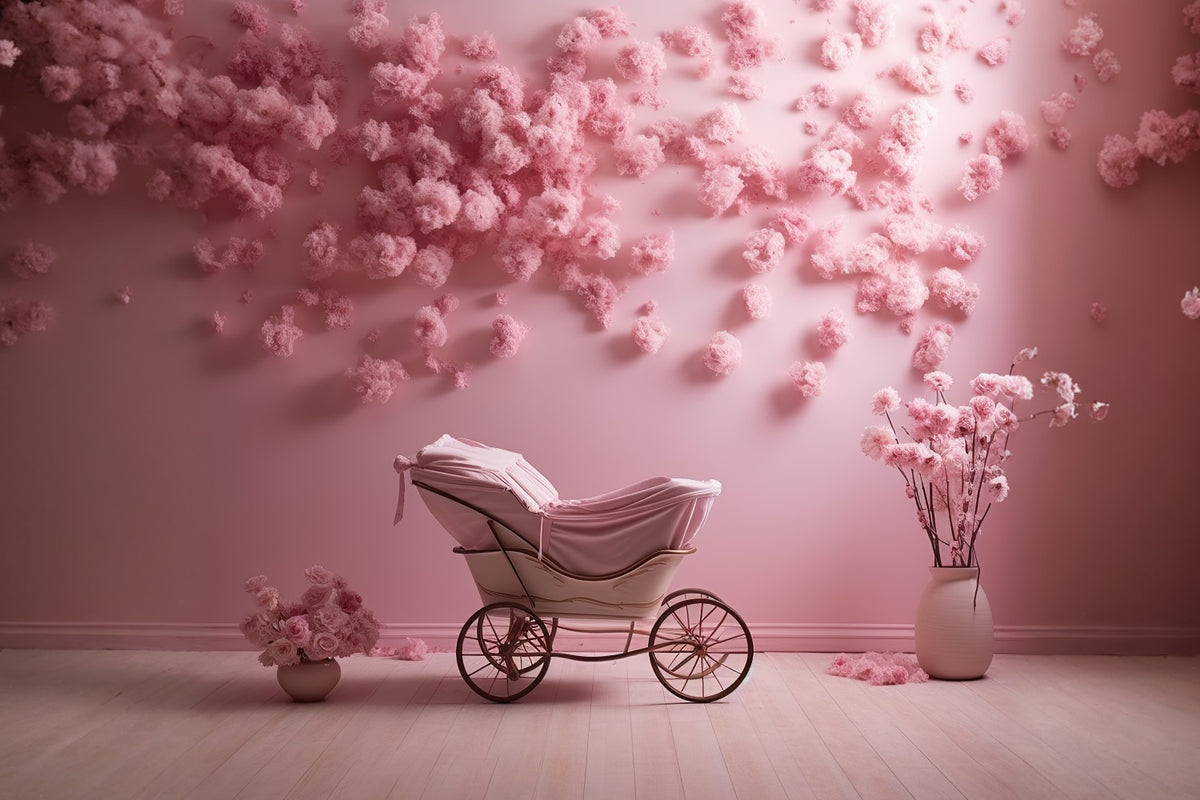 DBackdrop Pink Wall Rose Embellished Trolley Backdrop RR4-34