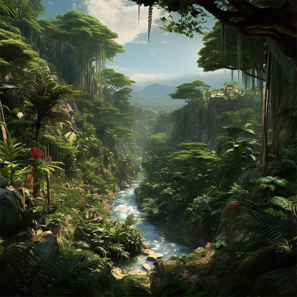 DBackdrop Mystic Rainforest Stream Adventure Theme Backdrop RR4-42