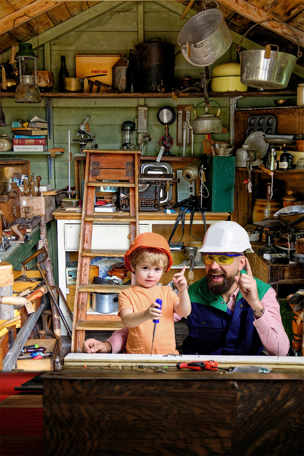 Father's Day Family Tools Attic Ladder Backdrop RR5-16