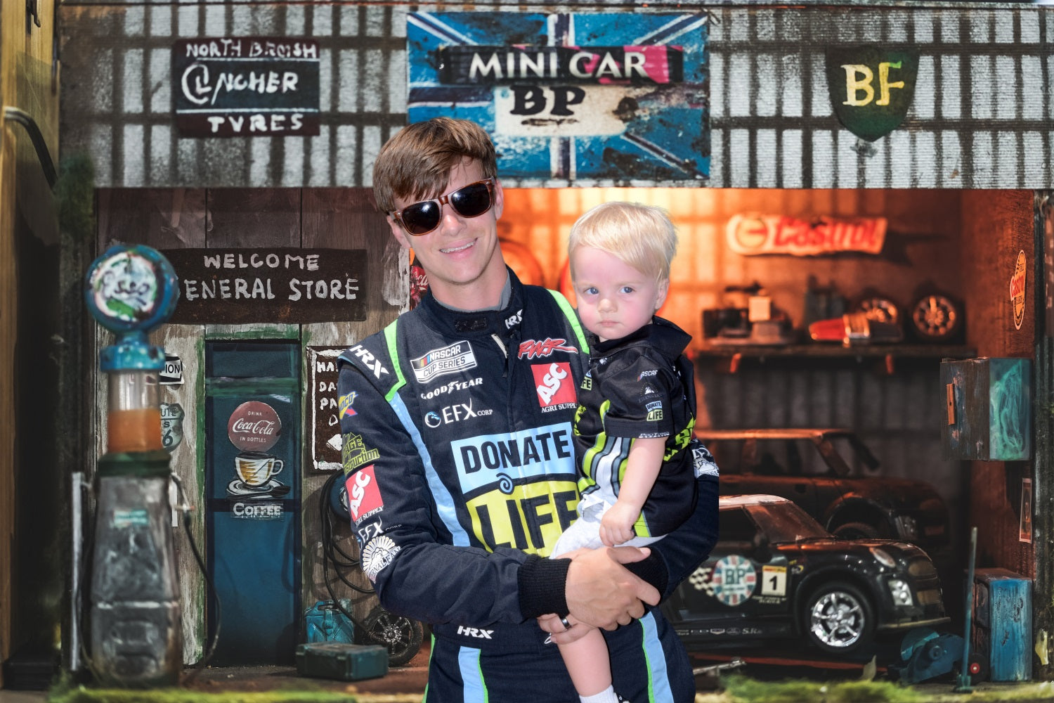 Auto Shop Old Garage Father's Day Backdrop RR5-19