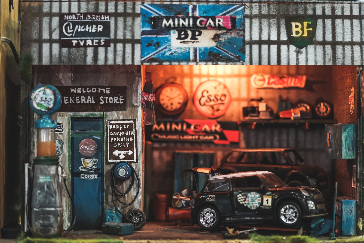 Auto Shop Old Garage Father's Day Backdrop RR5-19