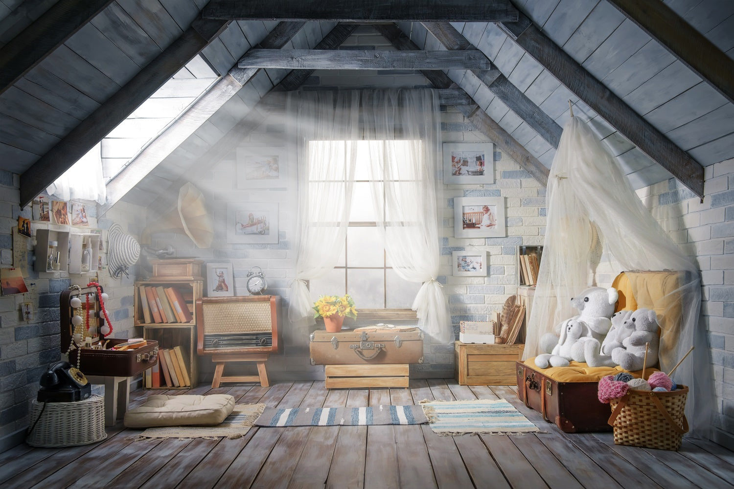 Children's Playroom Attic Photography Backdrop RR5-20