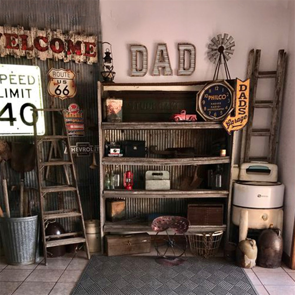 Vintage Dad's Garage Father's Day Backdrop RR5-23