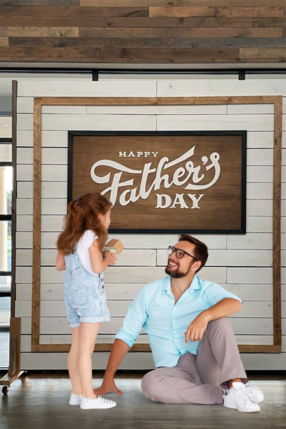 Father's Day Wood Sign Brick Wall Backdrop RR5-24