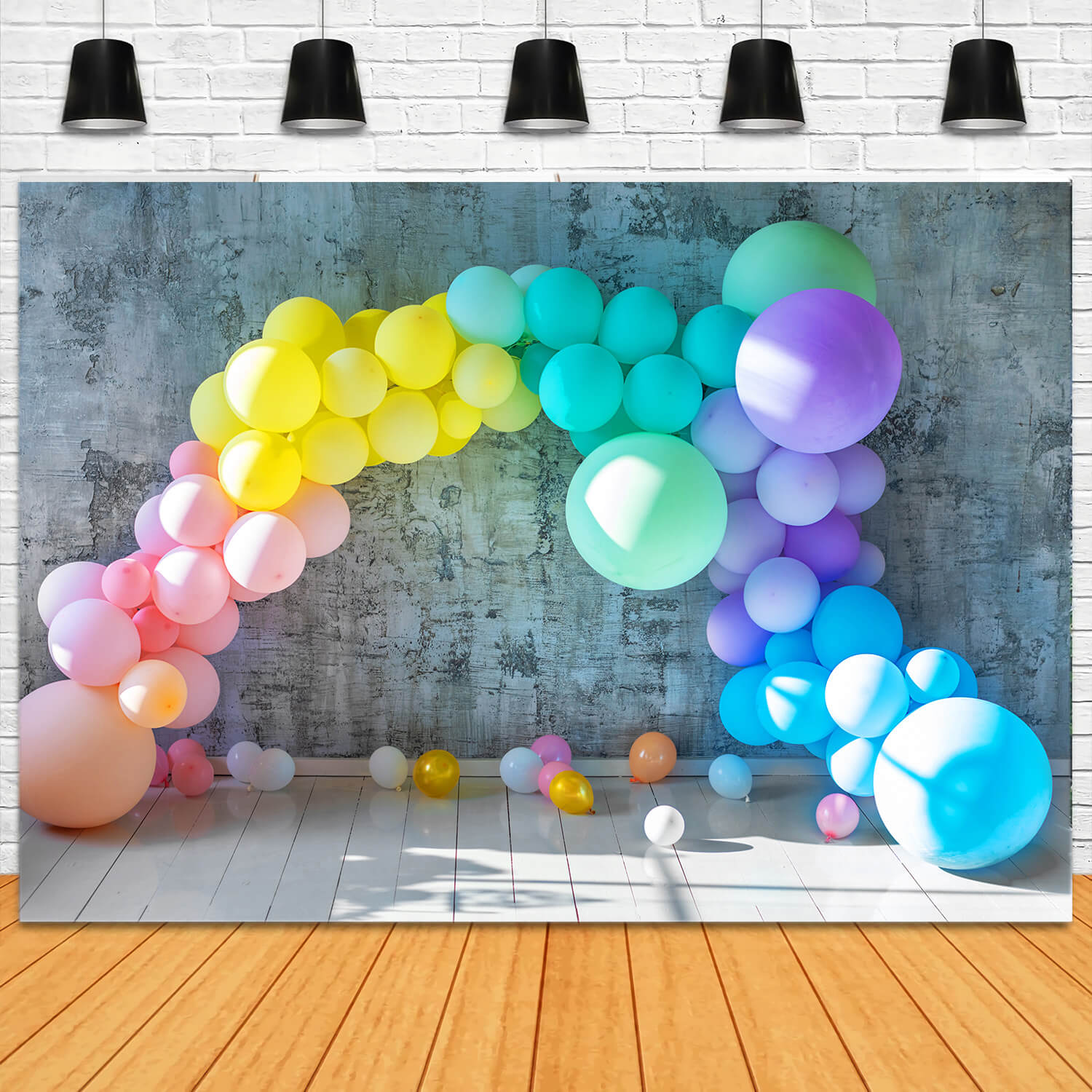 Colorful Balloons Abstract Brick Wall Backdrop RR5-30