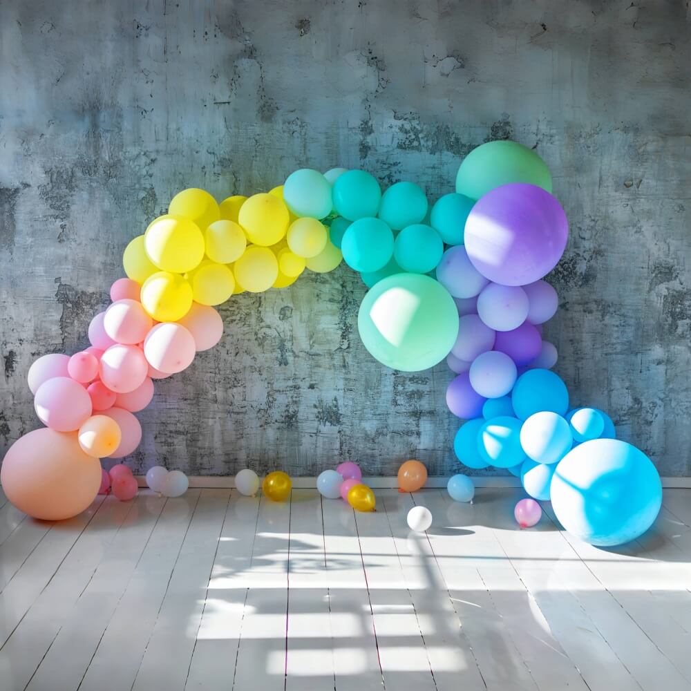 Colorful Balloons Abstract Brick Wall Backdrop RR5-30