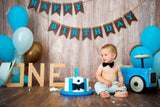 Happy Birthday Banner Balloons Wood Backdrop RR5-31