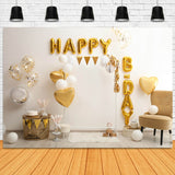 Golden Balloons Birthday Party Decor Backdrop RR5-32