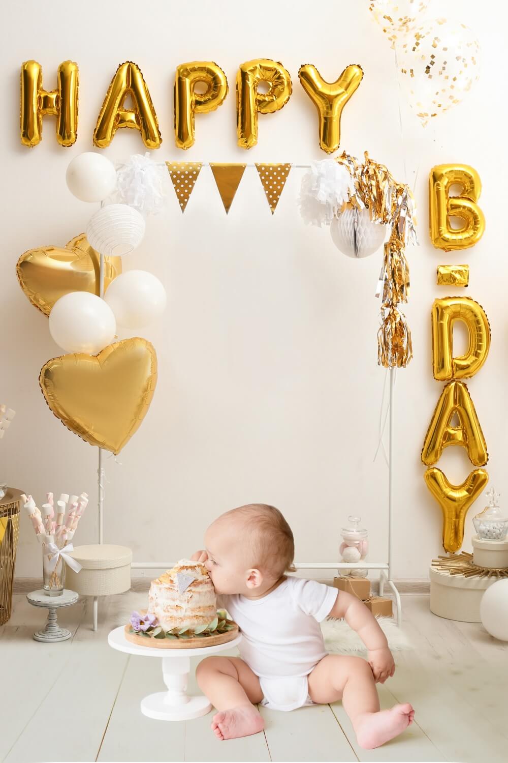 Golden Balloons Birthday Party Decor Backdrop RR5-32