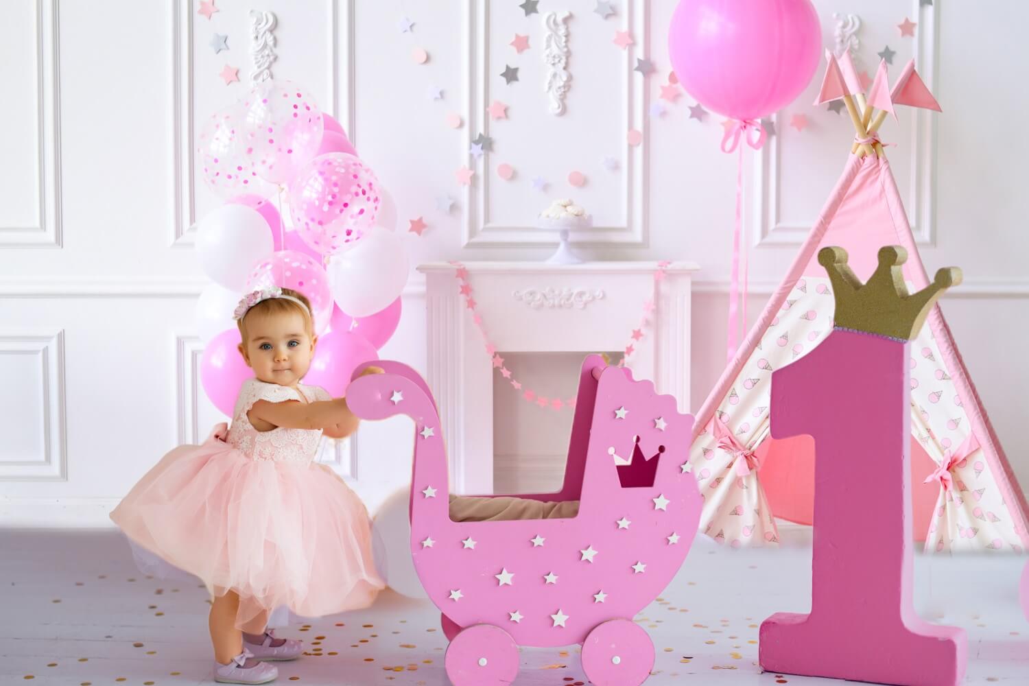 Baby Birthday Cake Smash Pink Backdrop RR5-37