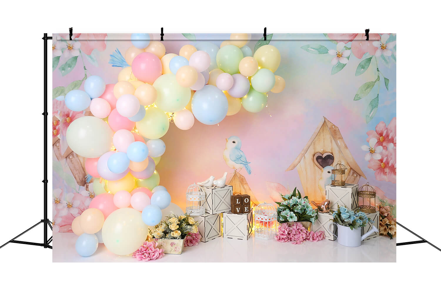 Watercolor Flower Kid’s Birthday Decor Backdrop RR5-38