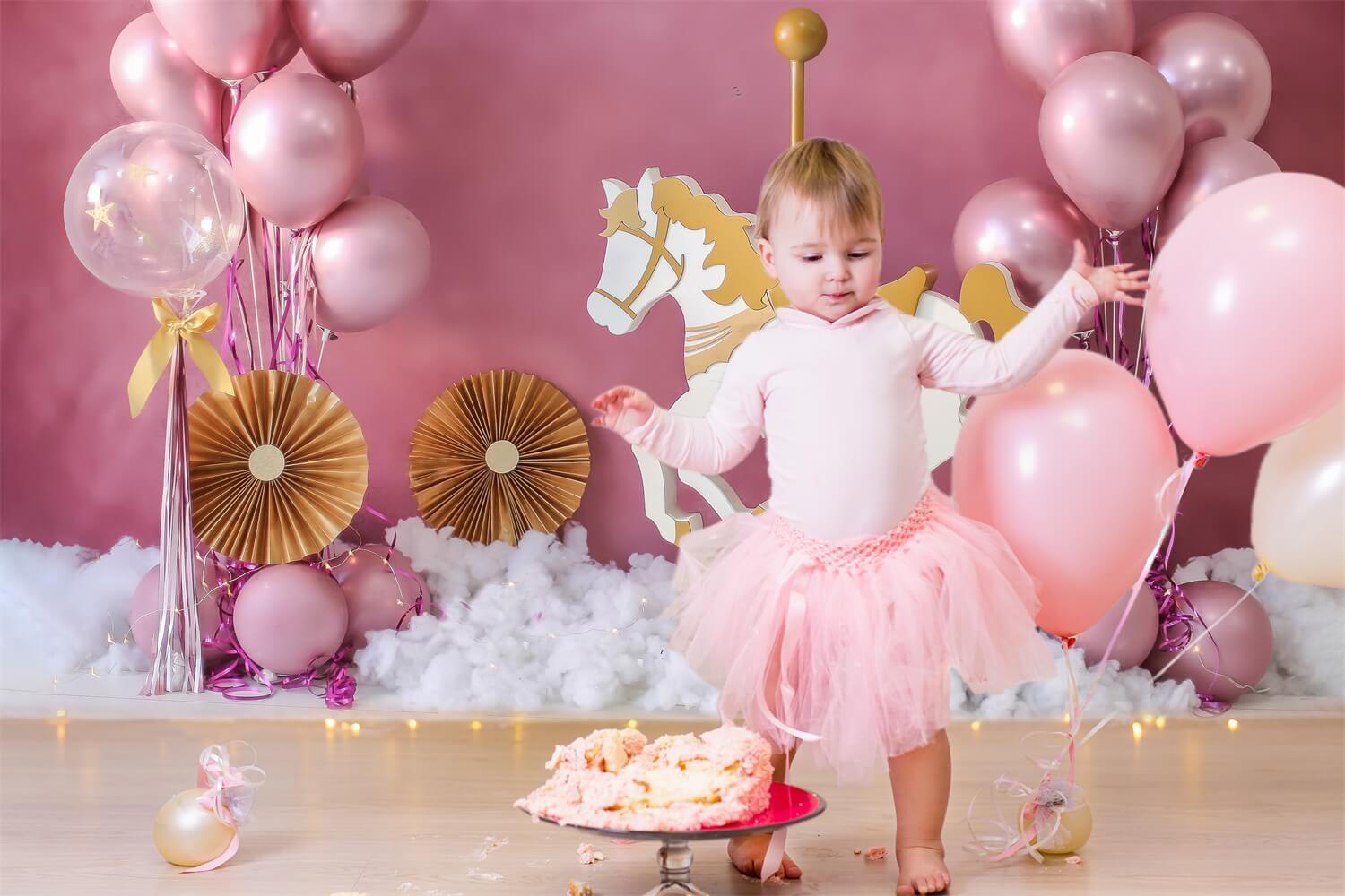 Pink Balloons Kid’s Party Decoration Backdrop RR5-39