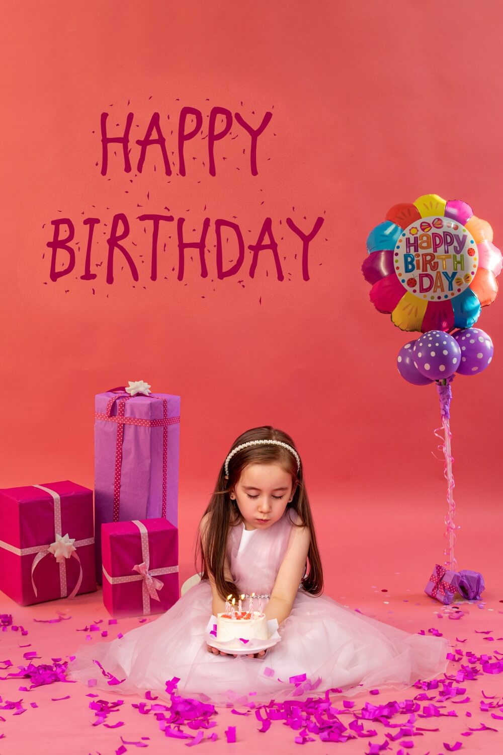 Birthday Cake Candle Balloon Pattern Backdrop RR5-41