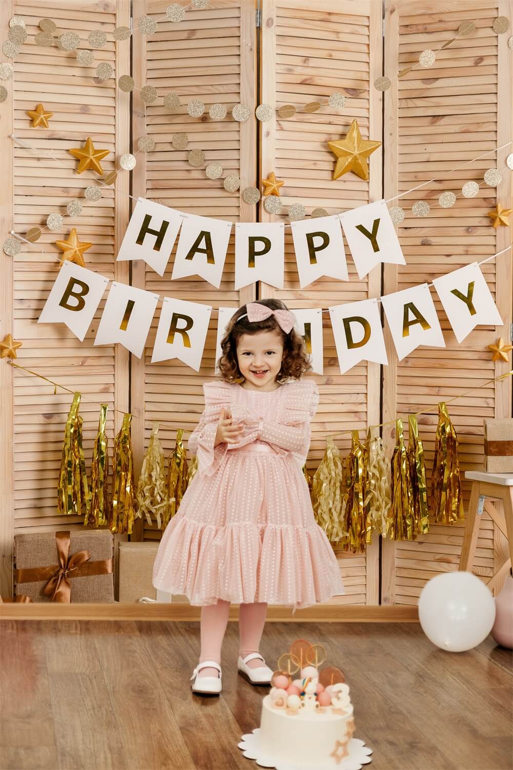 Wooden Shutters Star Happy Birthday Backdrop RR5-42