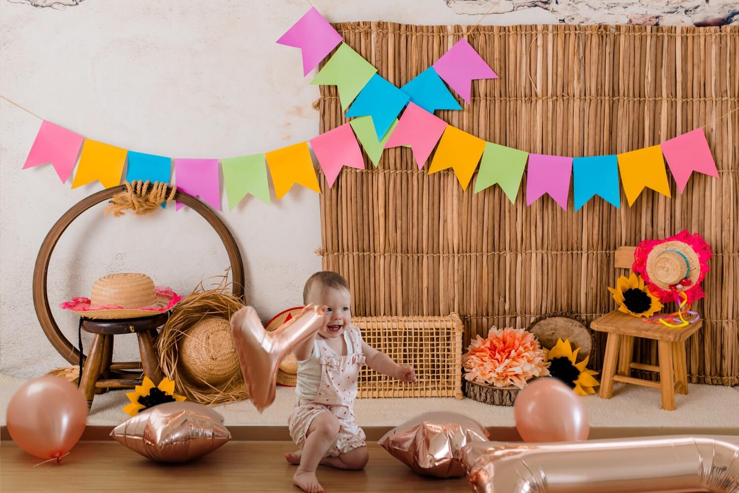 Colored Flags Rattan Decor Photography Backdrop RR5-43