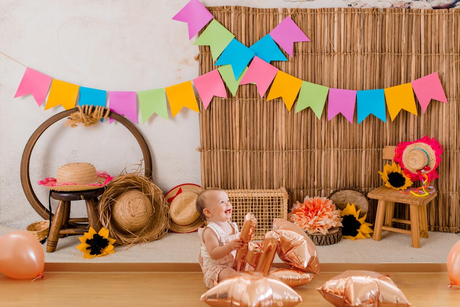 Colored Flags Rattan Decor Photography Backdrop RR5-43