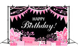 Pink Flags Gift Box Personalized Birthday Backdrop RR5-48