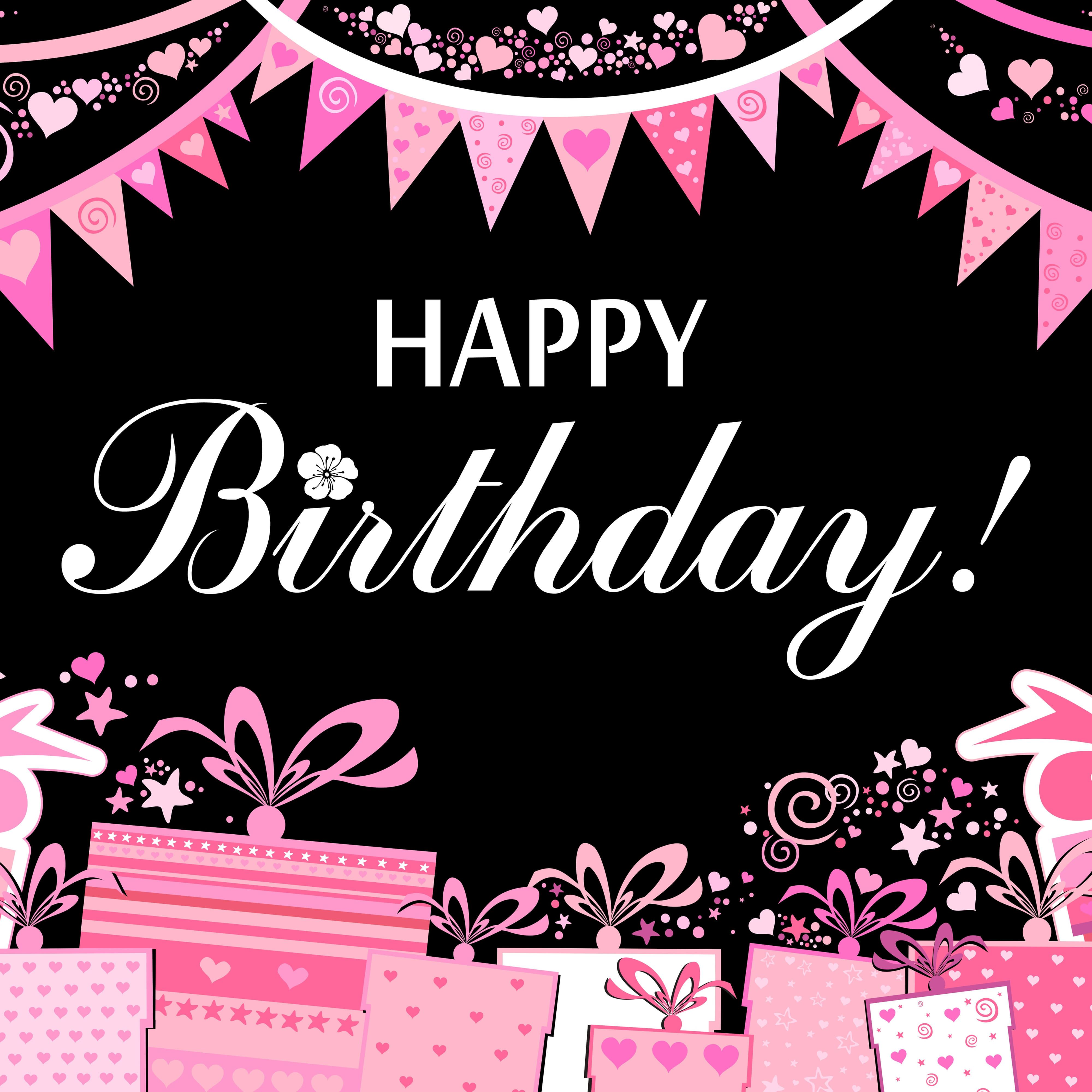 Pink Flags Gift Box Personalized Birthday Backdrop RR5-48