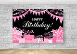 Pink Flags Gift Box Personalized Birthday Backdrop RR5-48