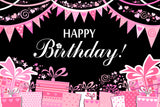 Pink Flags Gift Box Personalized Birthday Backdrop RR5-48