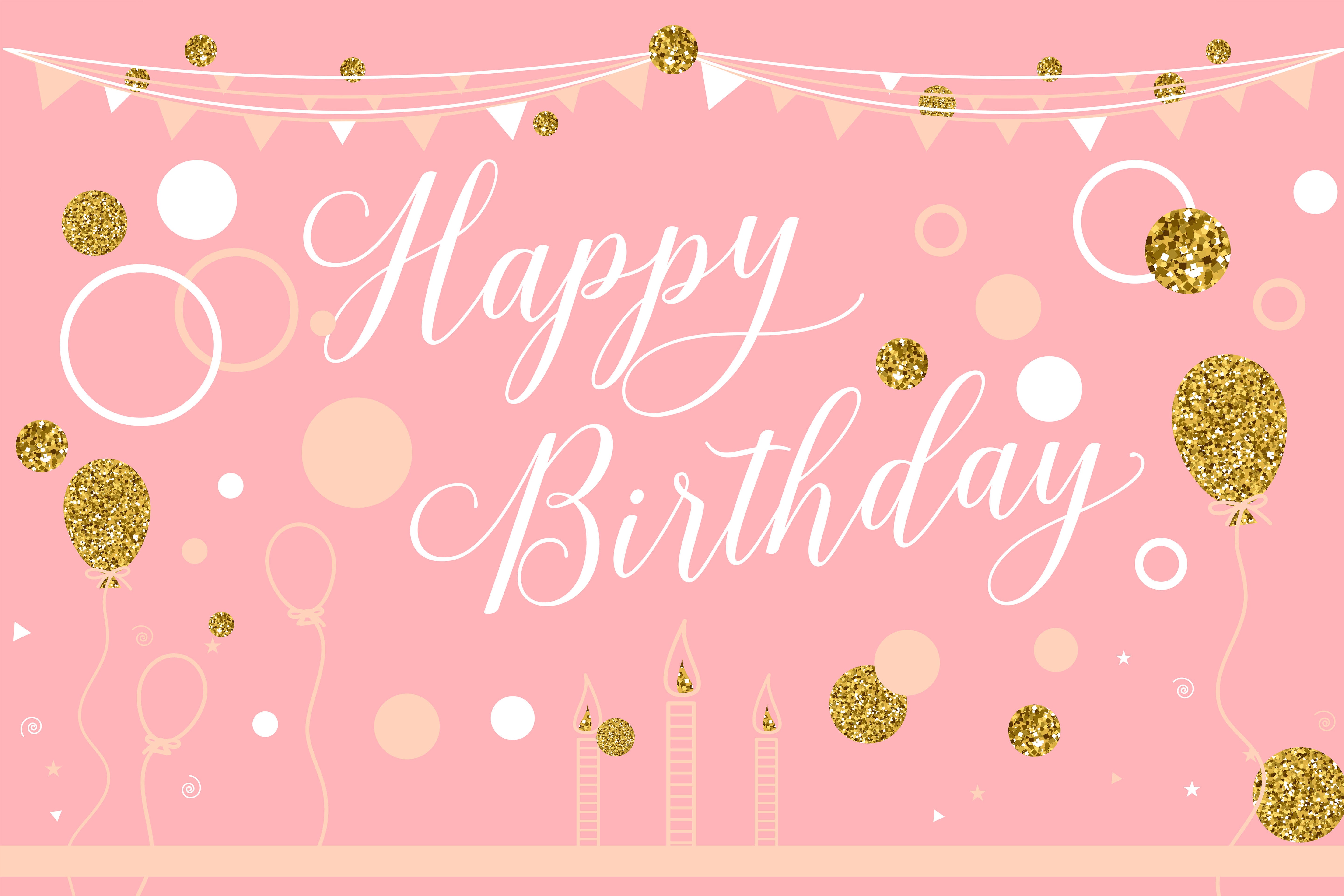 Pink Gold Shining Custom Happy Birthday Backdrop RR5-52