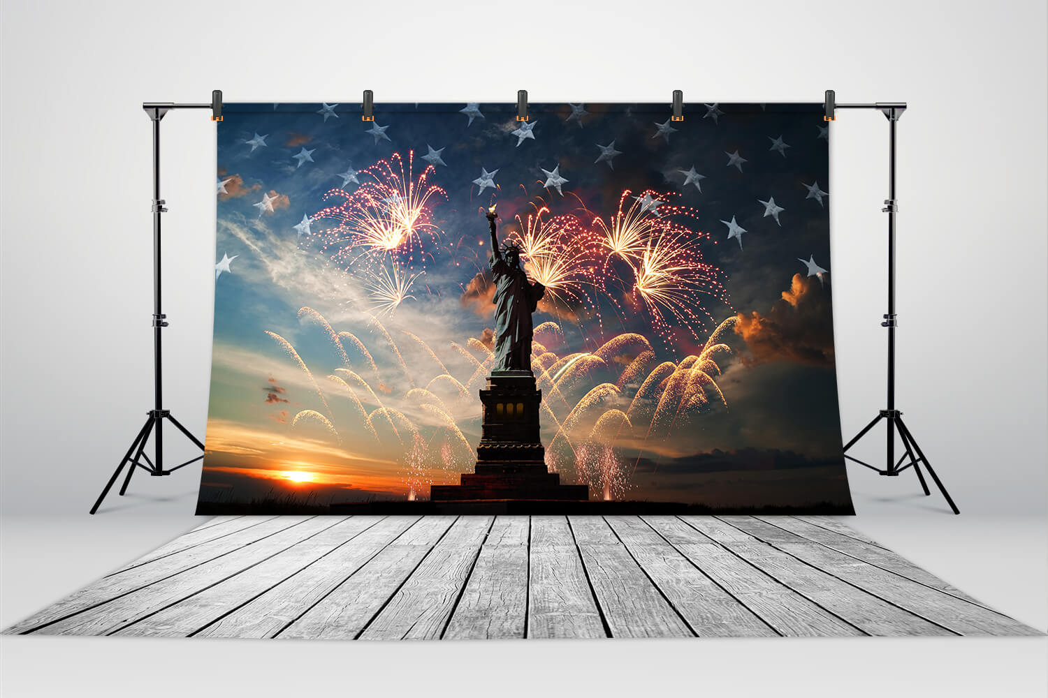 Statue of Liberty Fireworks 4th of July Backdrop RR6-1