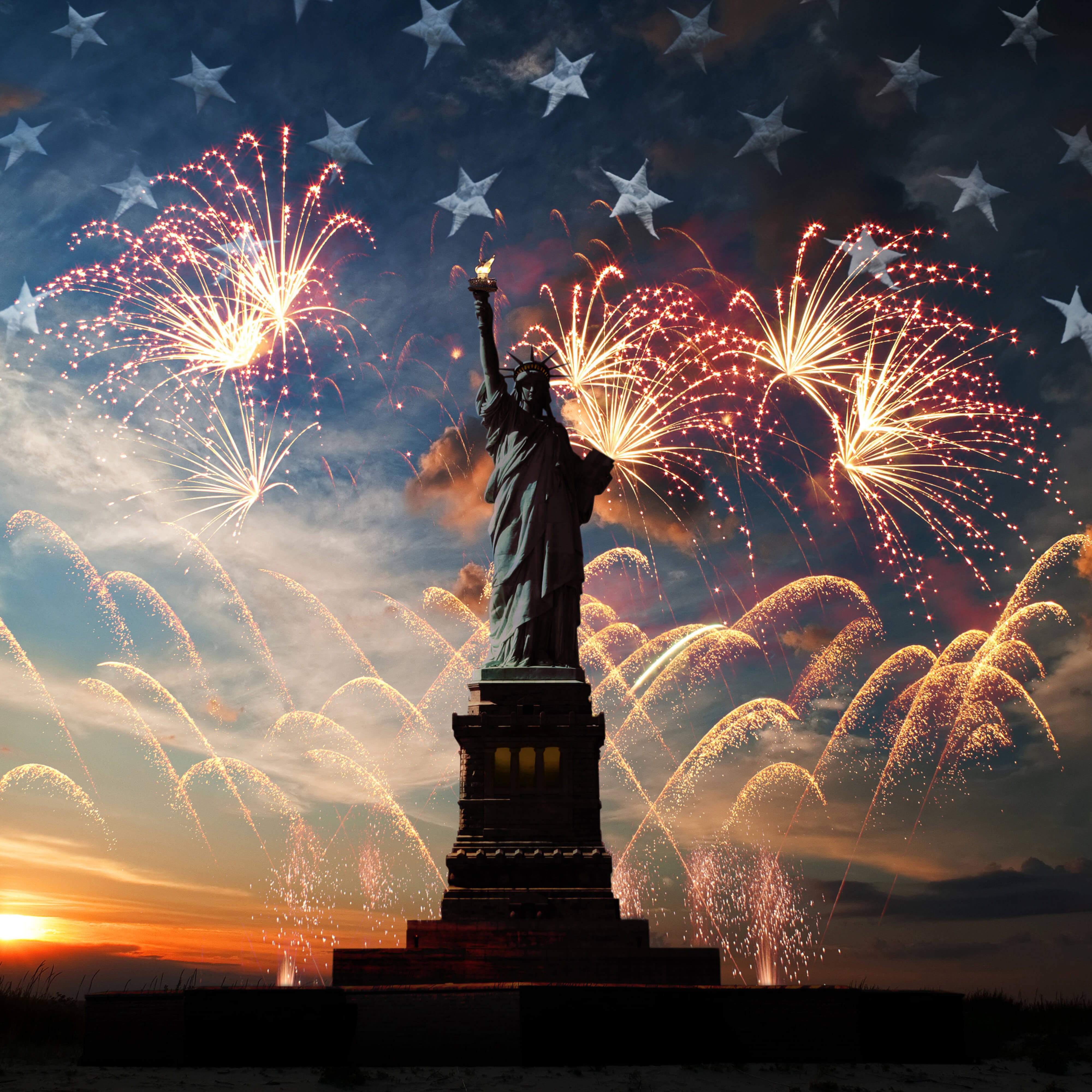 Statue of Liberty Fireworks 4th of July Backdrop RR6-1