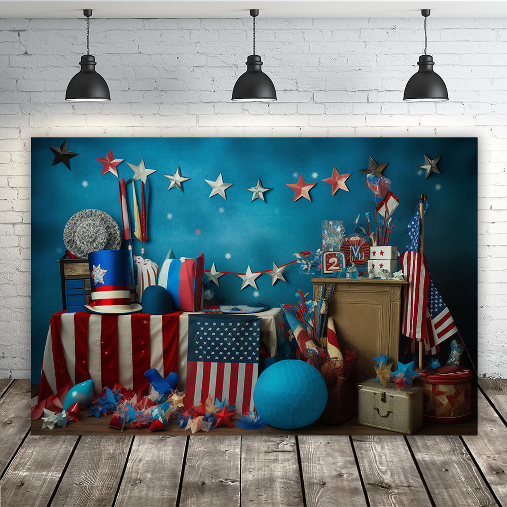 4th of July American Stars Stripes Photo Backdrop RR6-11