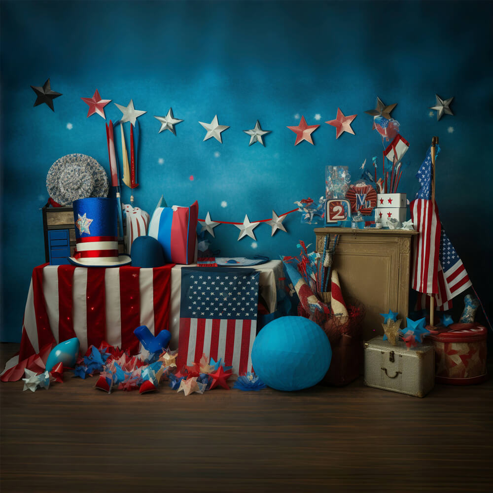 4th of July American Stars Stripes Photo Backdrop RR6-11