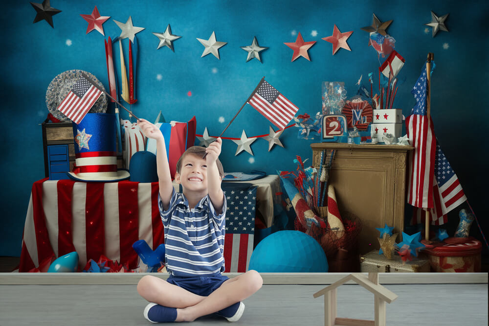 4th of July American Stars Stripes Photo Backdrop RR6-11