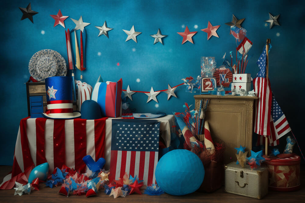 4th of July American Stars Stripes Photo Backdrop RR6-11