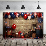 Balloons Wood Wall Independence Day Backdrop RR6-12