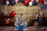 Balloons Wood Wall Independence Day Backdrop RR6-12