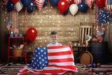 Balloons Wood Wall Independence Day Backdrop RR6-12