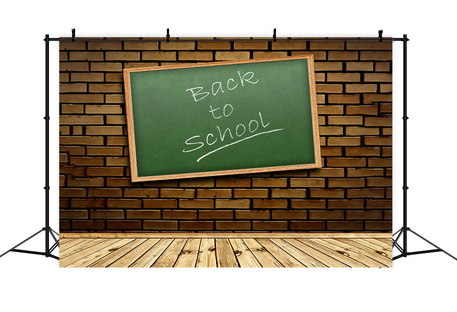 Brick Wall Wooden Floor Back to School Backdrop RR6-27