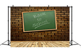 Brick Wall Wooden Floor Back to School Backdrop RR6-27