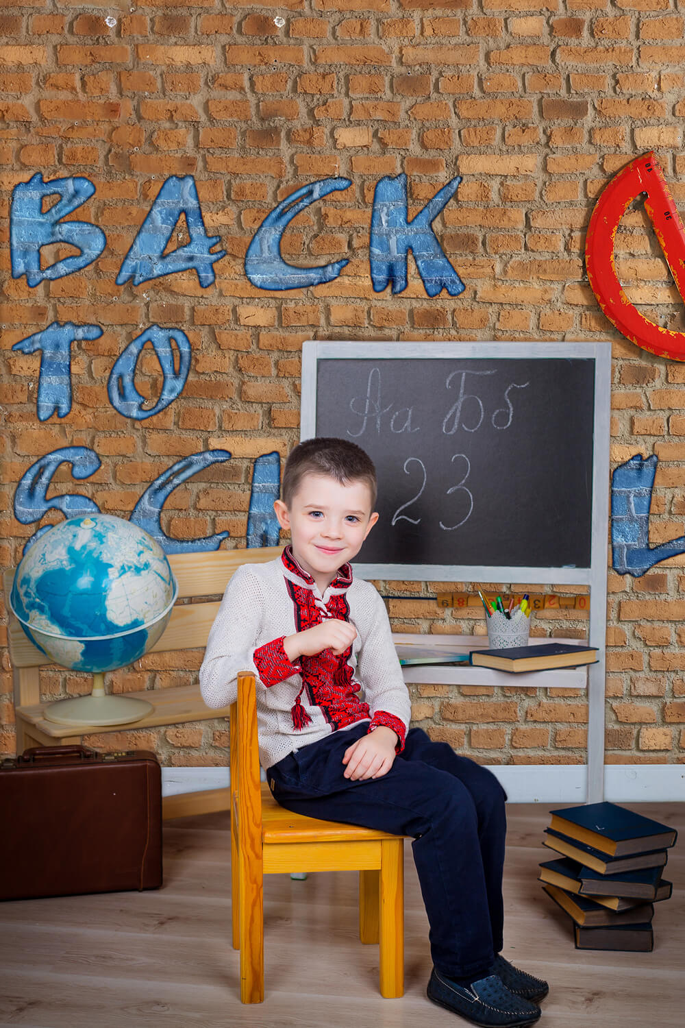 Back to School Rulers Brick Wall Backdrop RR6-29