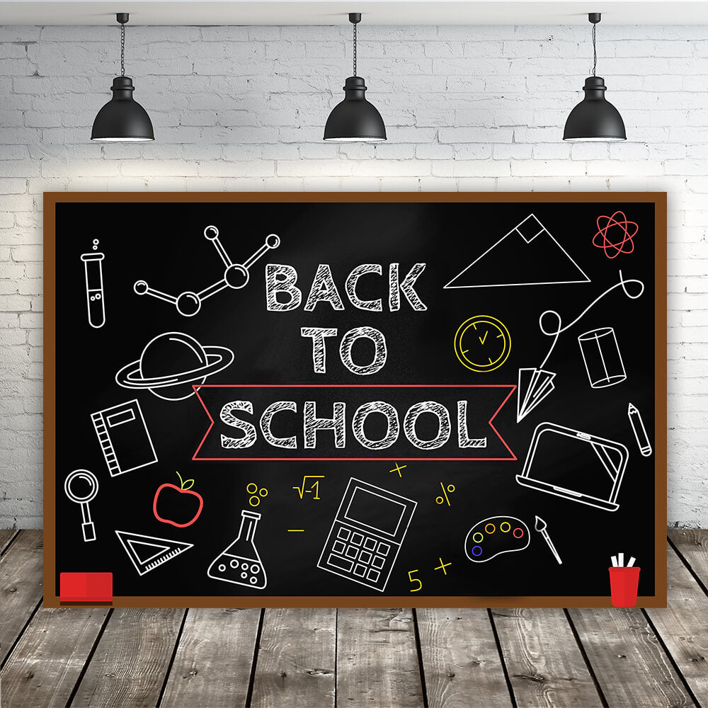 Back to School Blackboard Chalk Drawing Backdrop RR6-31